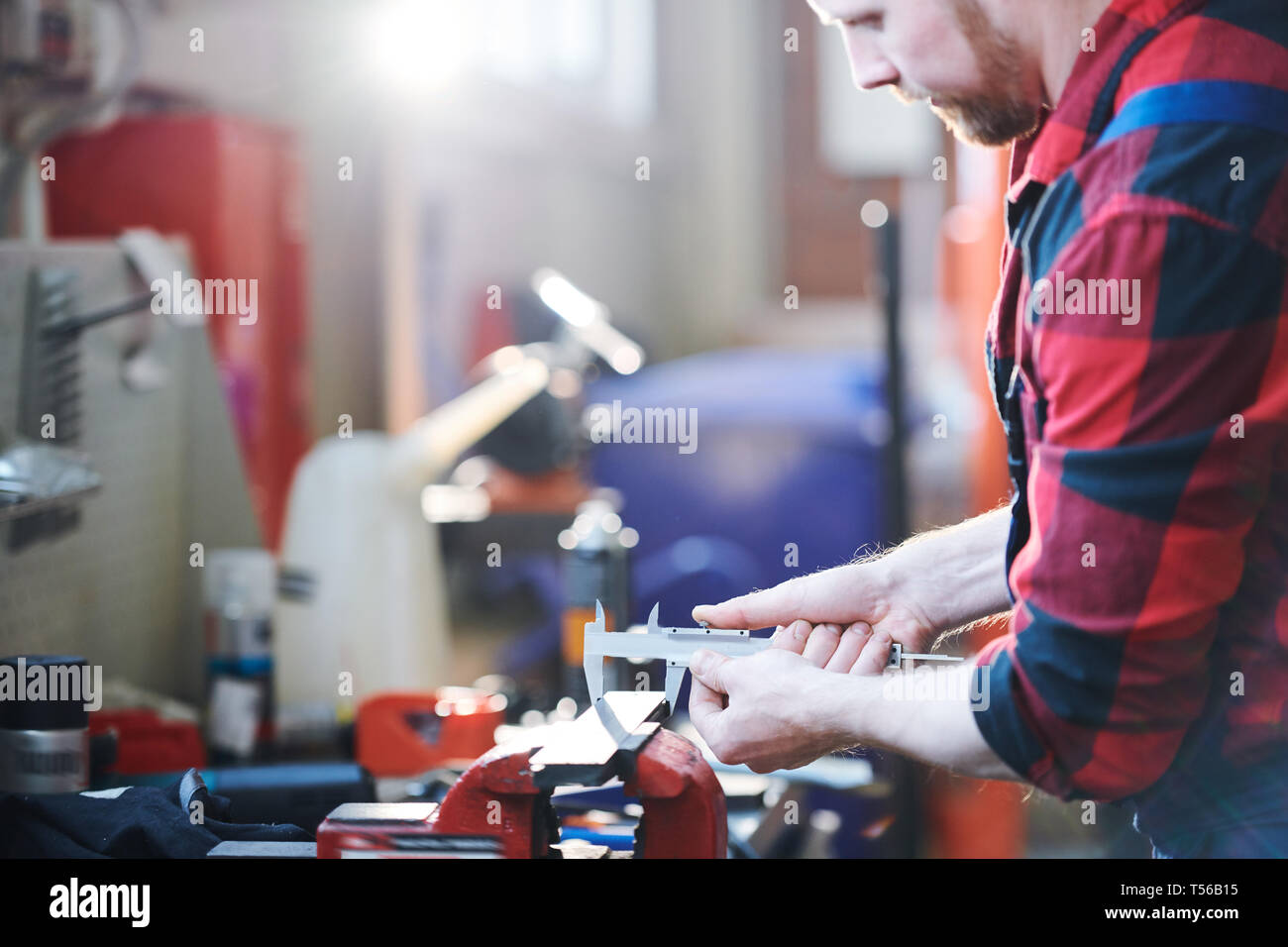 Messende Werkstück Stockfoto