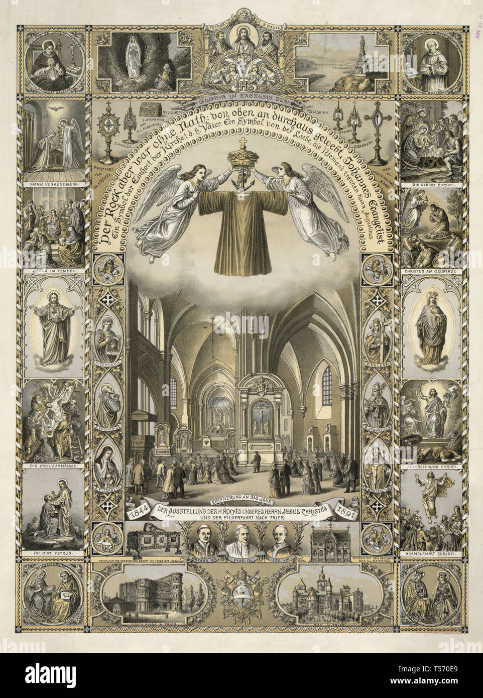 Erinnerung an das Jahr der Ausstellung der h. Rocker unseres Herrn Jesus Christus und die Wallfahrt nach Trier, 1844-1891. Stockfoto