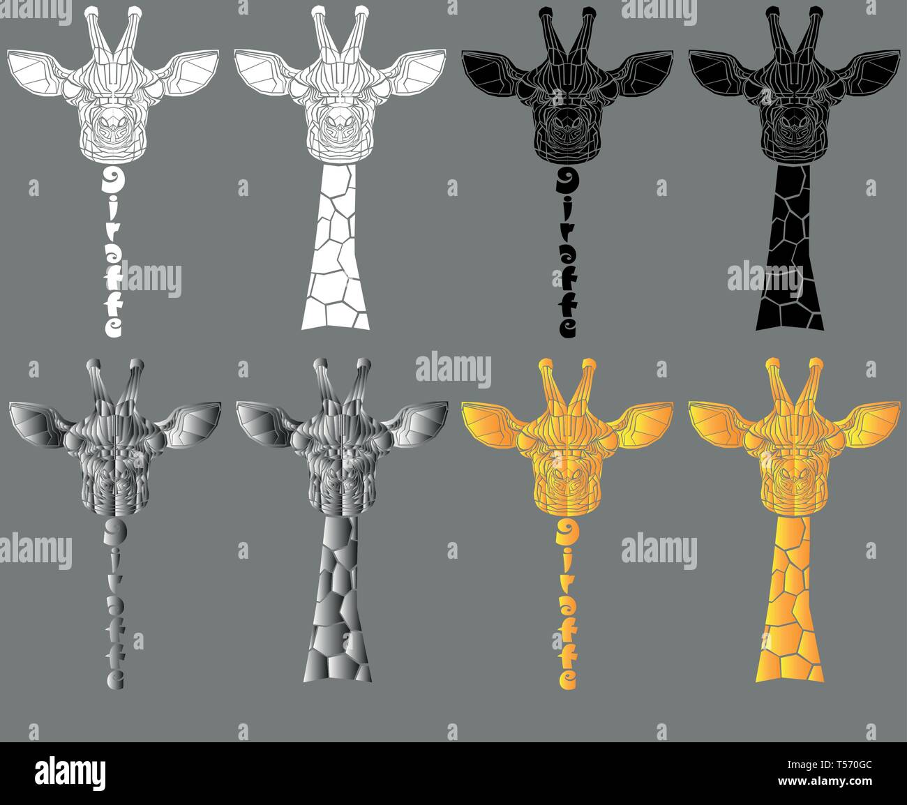 Giraffe aus beliebigen geometrischen Formen mit Spiralen für Logo oder Drucken Stock Vektor