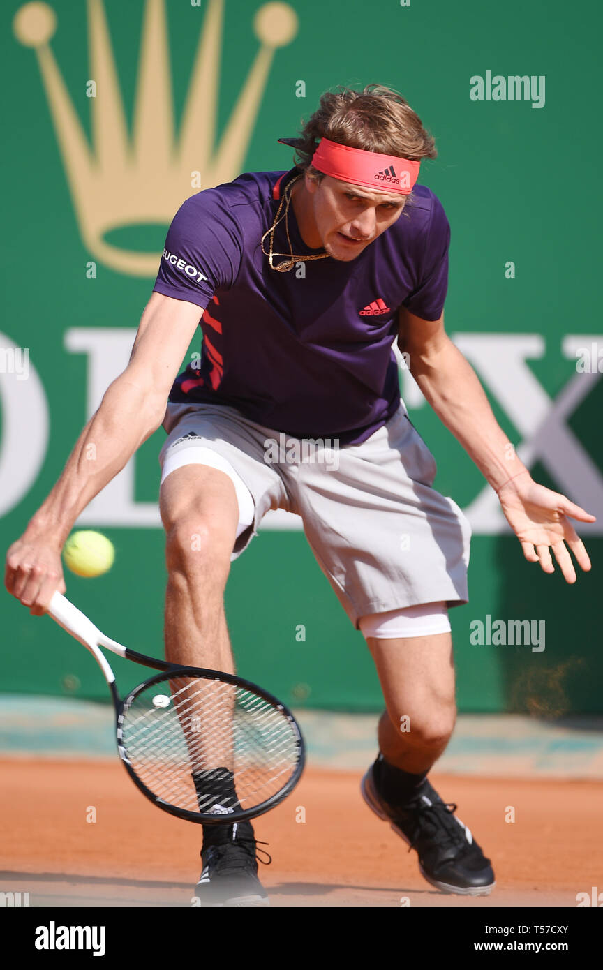 Alexander Zverev (GER), 18. April 2019 - Tennis: 3. Runde der Männer Singles Match in Monte Carlo Masters in Monte Carlo Country Club in Roquebrune-Cap-Martin, Frankreich. (Foto von itaru Chiba/LBA) Stockfoto
