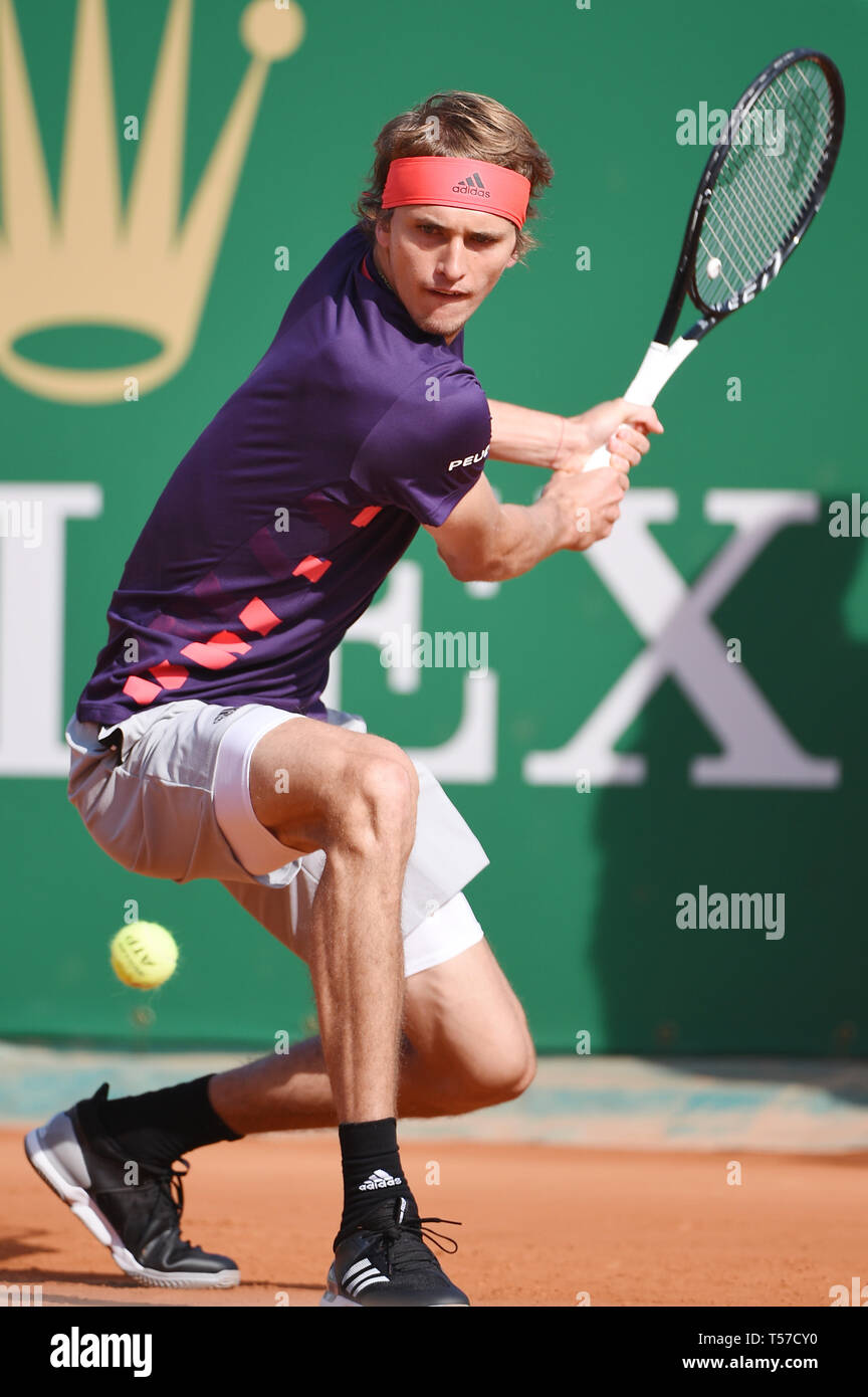 Alexander Zverev (GER), 18. April 2019 - Tennis: 3. Runde der Männer Singles Match in Monte Carlo Masters in Monte Carlo Country Club in Roquebrune-Cap-Martin, Frankreich. (Foto von itaru Chiba/LBA) Stockfoto
