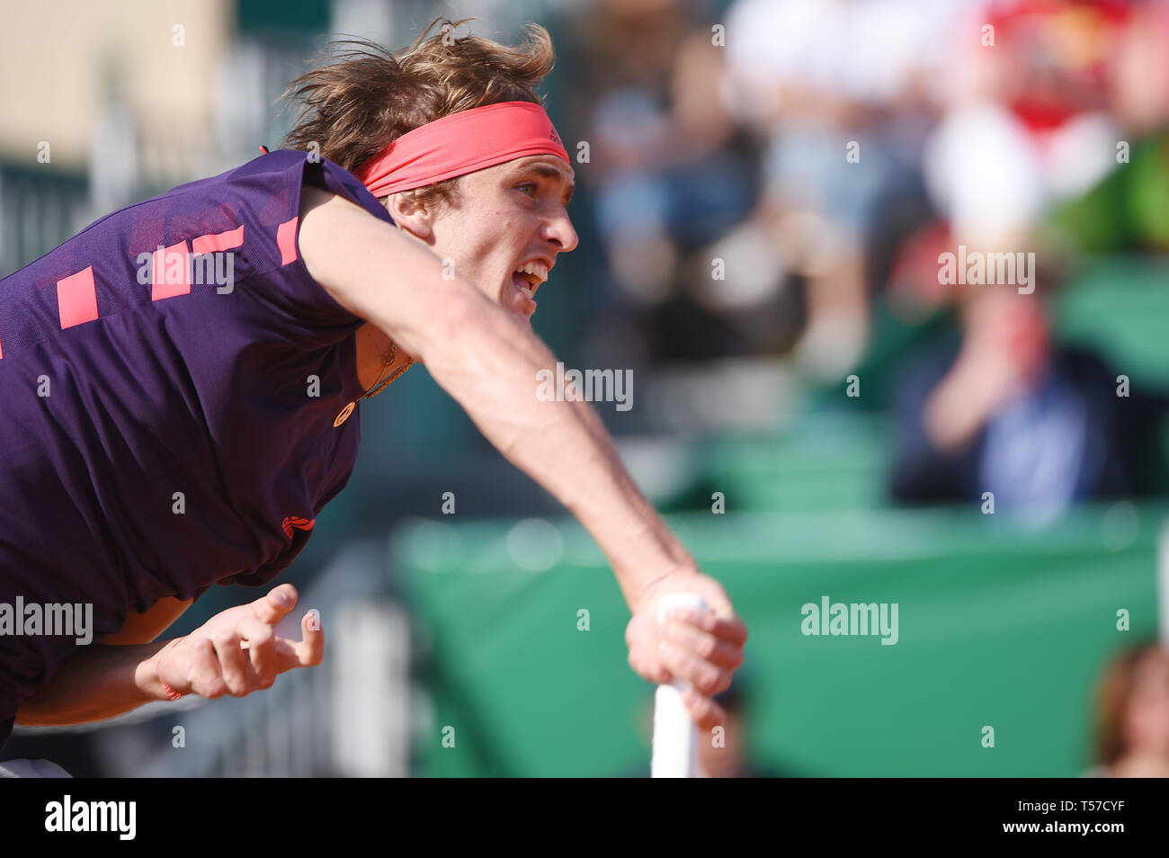 Alexander Zverev (GER), 18. April 2019 - Tennis: 3. Runde der Männer Singles Match in Monte Carlo Masters in Monte Carlo Country Club in Roquebrune-Cap-Martin, Frankreich. (Foto von itaru Chiba/LBA) Stockfoto