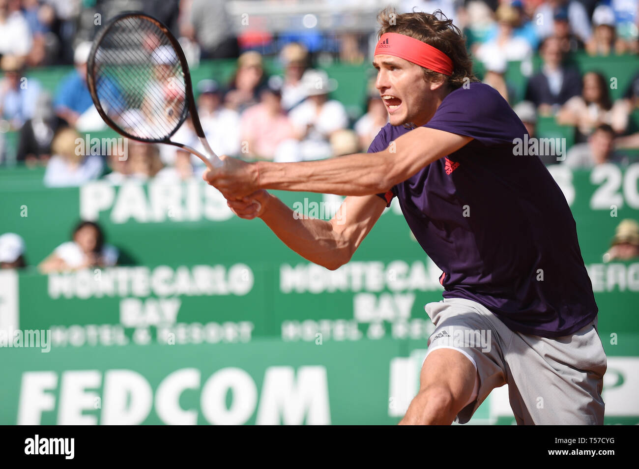 Alexander Zverev (GER), 18. April 2019 - Tennis: 3. Runde der Männer Singles Match in Monte Carlo Masters in Monte Carlo Country Club in Roquebrune-Cap-Martin, Frankreich. (Foto von itaru Chiba/LBA) Stockfoto