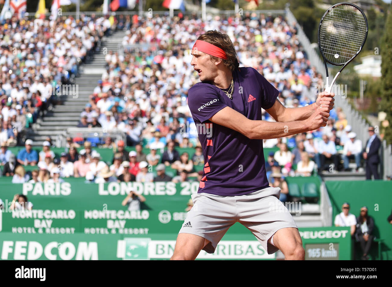 Alexander Zverev (GER), 18. April 2019 - Tennis: 3. Runde der Männer Singles Match in Monte Carlo Masters in Monte Carlo Country Club in Roquebrune-Cap-Martin, Frankreich. (Foto von itaru Chiba/LBA) Stockfoto