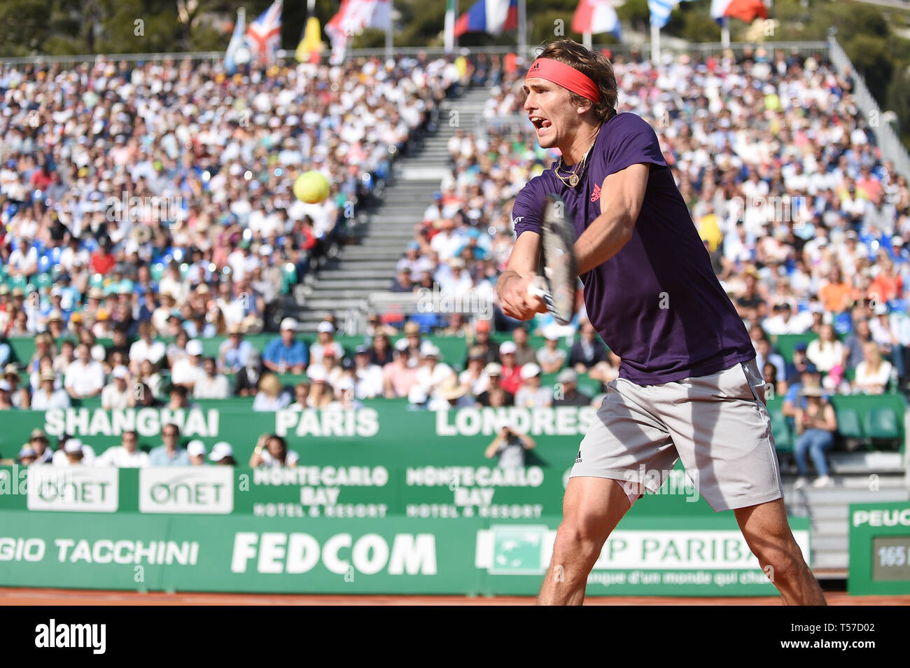 Alexander Zverev (GER), 18. April 2019 - Tennis: 3. Runde der Männer Singles Match in Monte Carlo Masters in Monte Carlo Country Club in Roquebrune-Cap-Martin, Frankreich. (Foto von itaru Chiba/LBA) Stockfoto