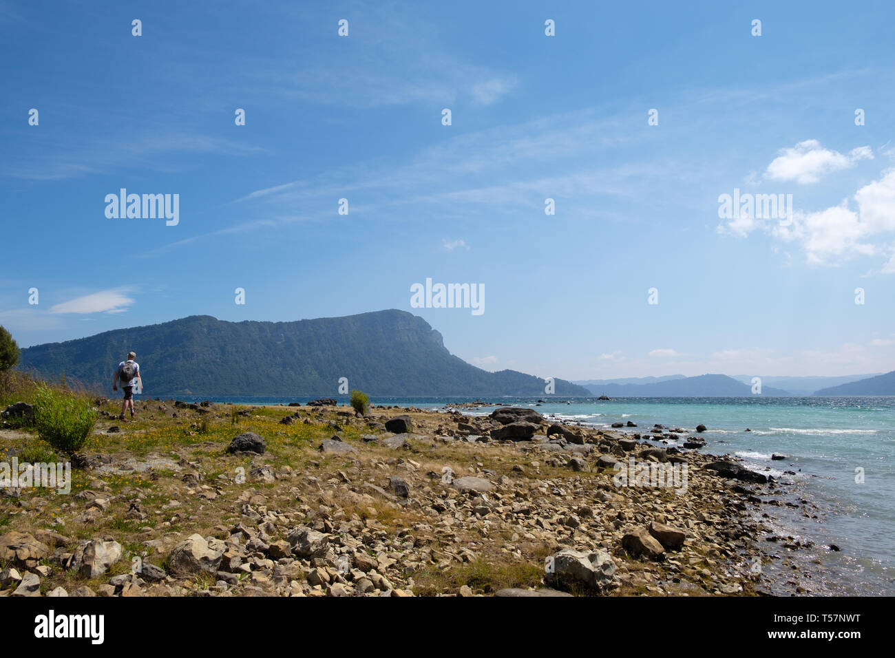 Lake Waikaremoana im Te Urewera, Hawkes Bay Region, North Island, Neuseeland Stockfoto