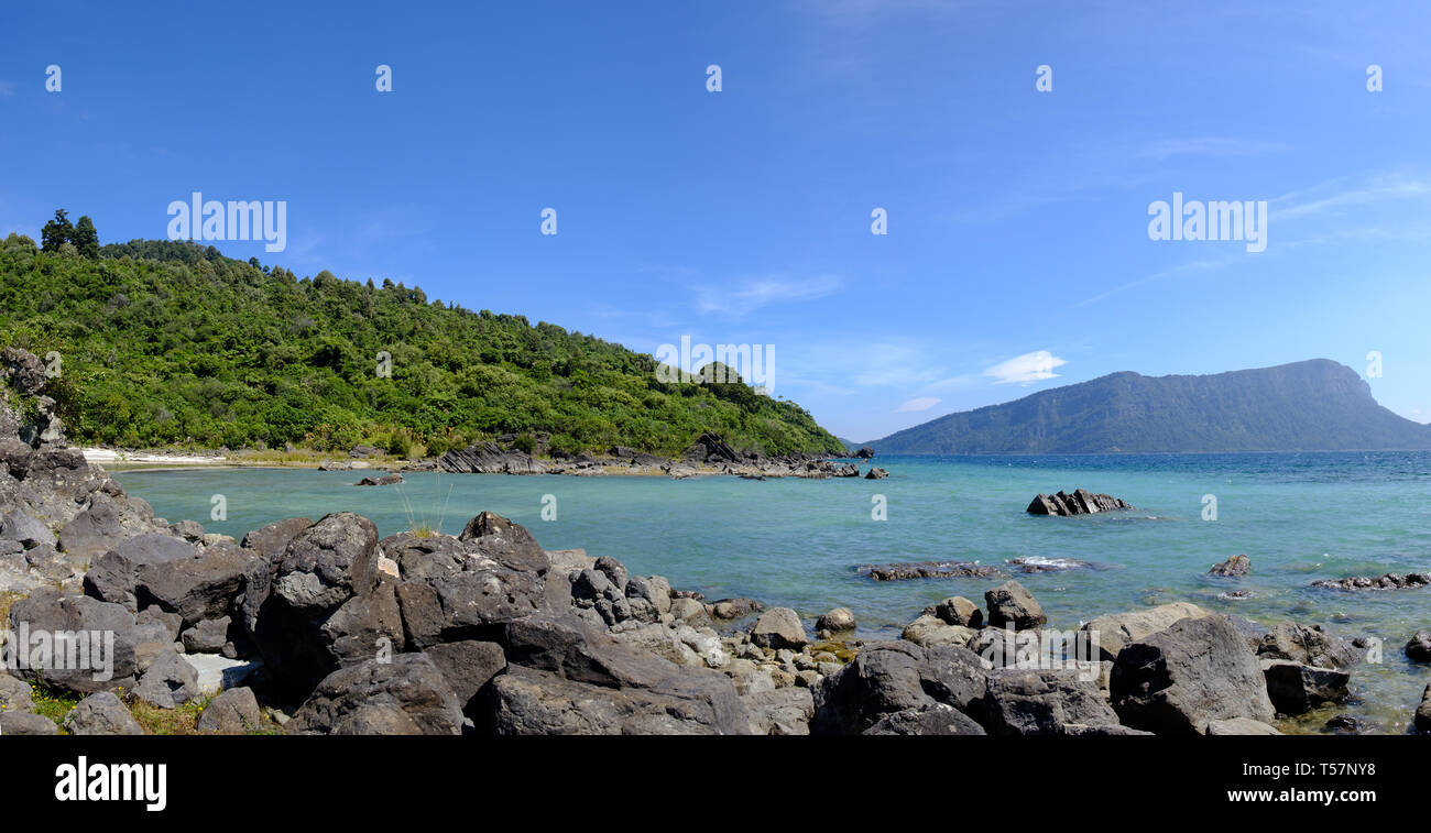 Lake Waikaremoana im Te Urewera, Hawkes Bay Region, North Island, Neuseeland Stockfoto