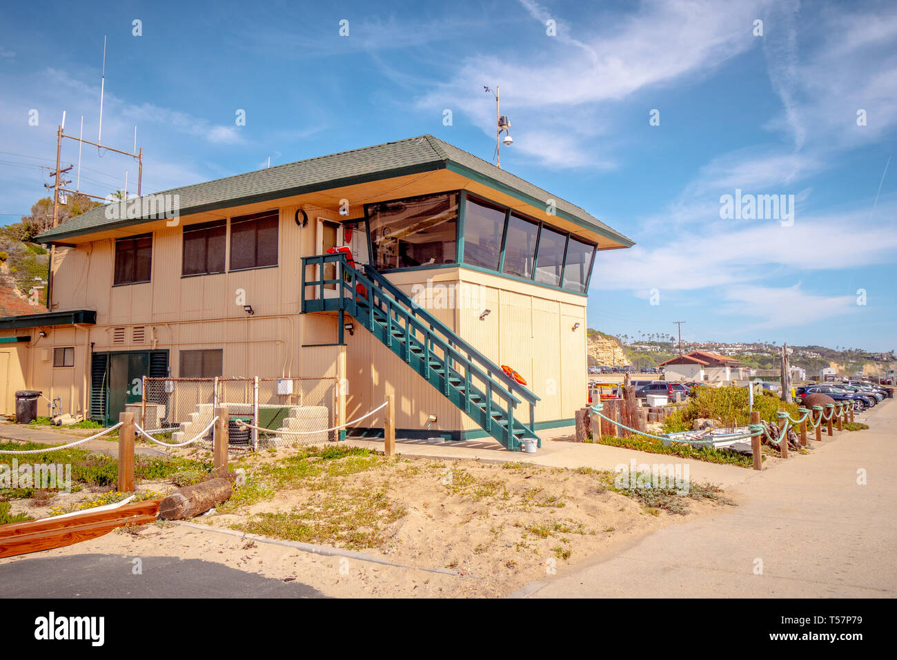 Rettungsschwimmer Sitz in Malibu Beach Stockfoto