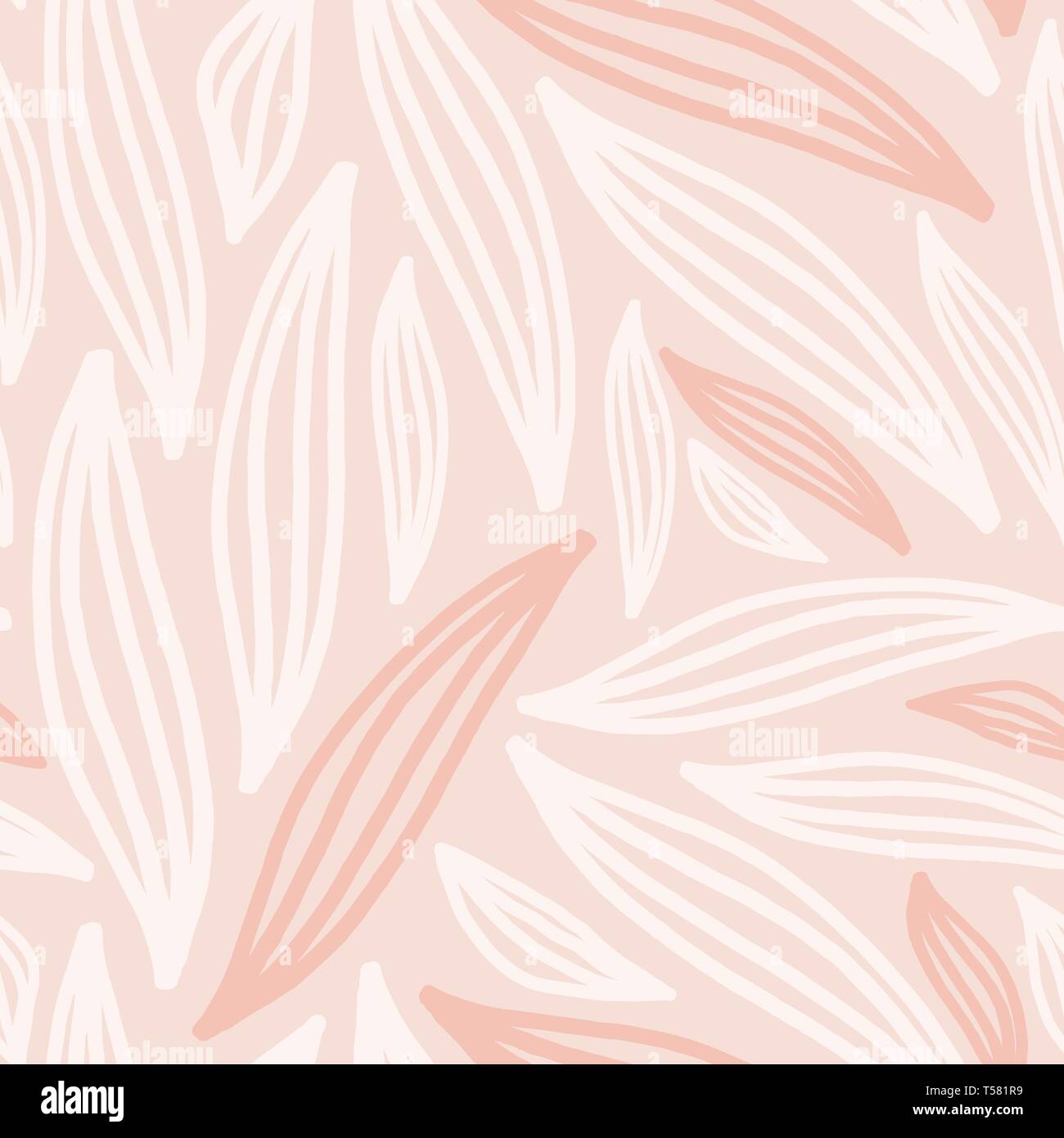 Nahtlose, sich wiederholendes Muster mit abstrakten Blattformen in Weiß und Pastell rosa auf rosa Hintergrund. Süße und zarte Textil, Geschenkpapier, Wand ar Stock Vektor