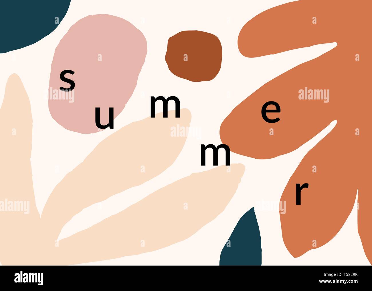 Moderne abstrakte Kunst Design mit organischen Formen in trendigen warme Farben und ein Beispiel. Moderne Collage Wand Kunst, Flyer, Newsletter, Magazin Stock Vektor