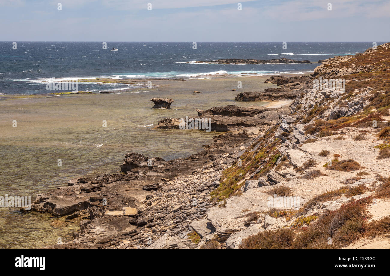 Rottnest Island - Cape Vlamingh - Blick entlang der Küste Stockfoto