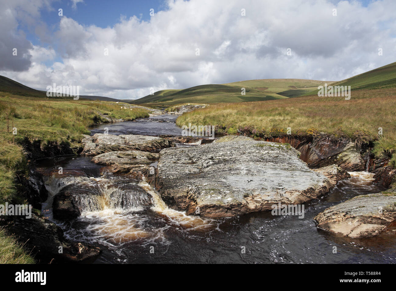 Wasserfall auf der Elan Fluss obere Elan Valley Powys Wales UK September 2012 Stockfoto