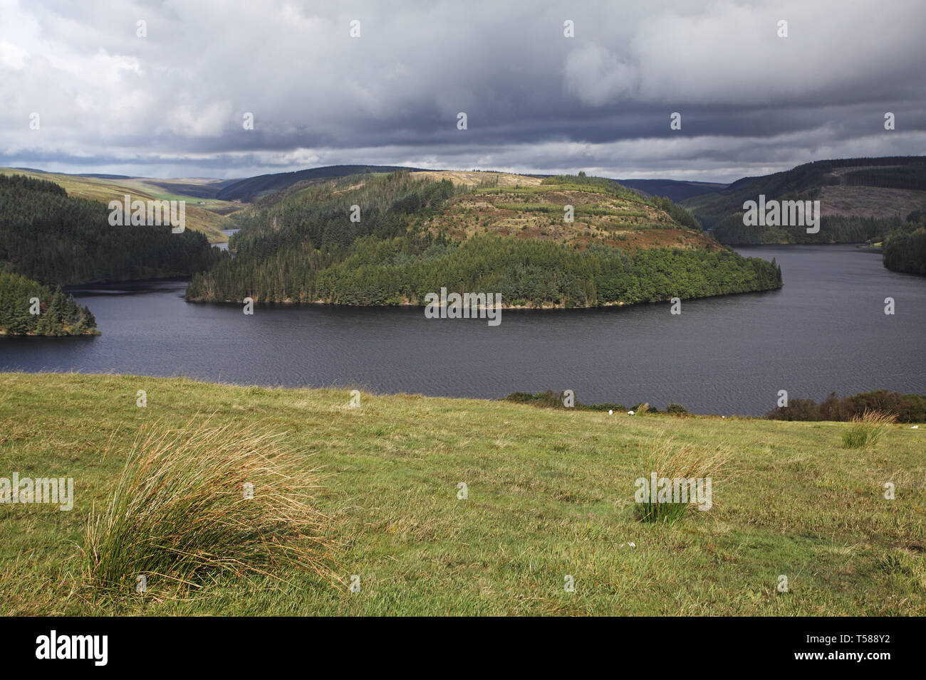 Llyn Brianne Reservoir in den Grafschaften Dyfed und Powys Wales UK September 2012 Stockfoto