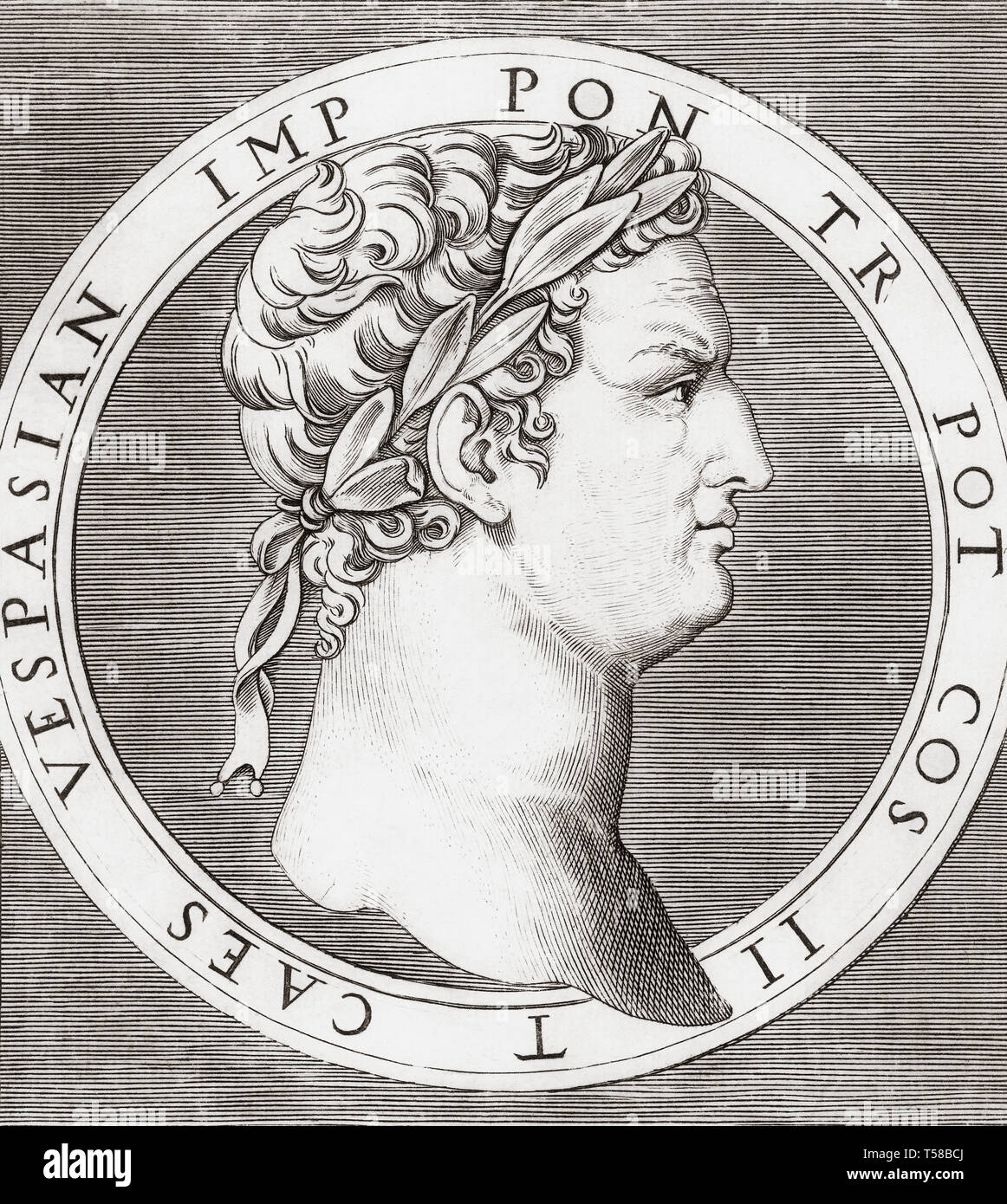 Vespasian, 9 AD 79 AD. Römische Kaiser. Stockfoto