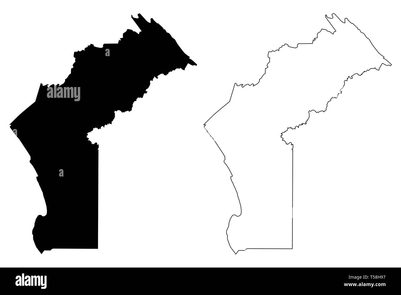 Provinz Cabinda (Provinzen Angolas, der Republik Angola) Karte Vektor-illustration, kritzeln Skizze Kabinda (Portugiesisch Kongo, Tchiowa) Karte anzeigen Stock Vektor