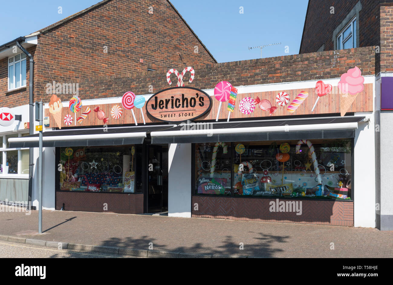 Von Jericho süße Store, einem lokalen Sweet Shop in Rustington, West Sussex, England, UK. Stockfoto