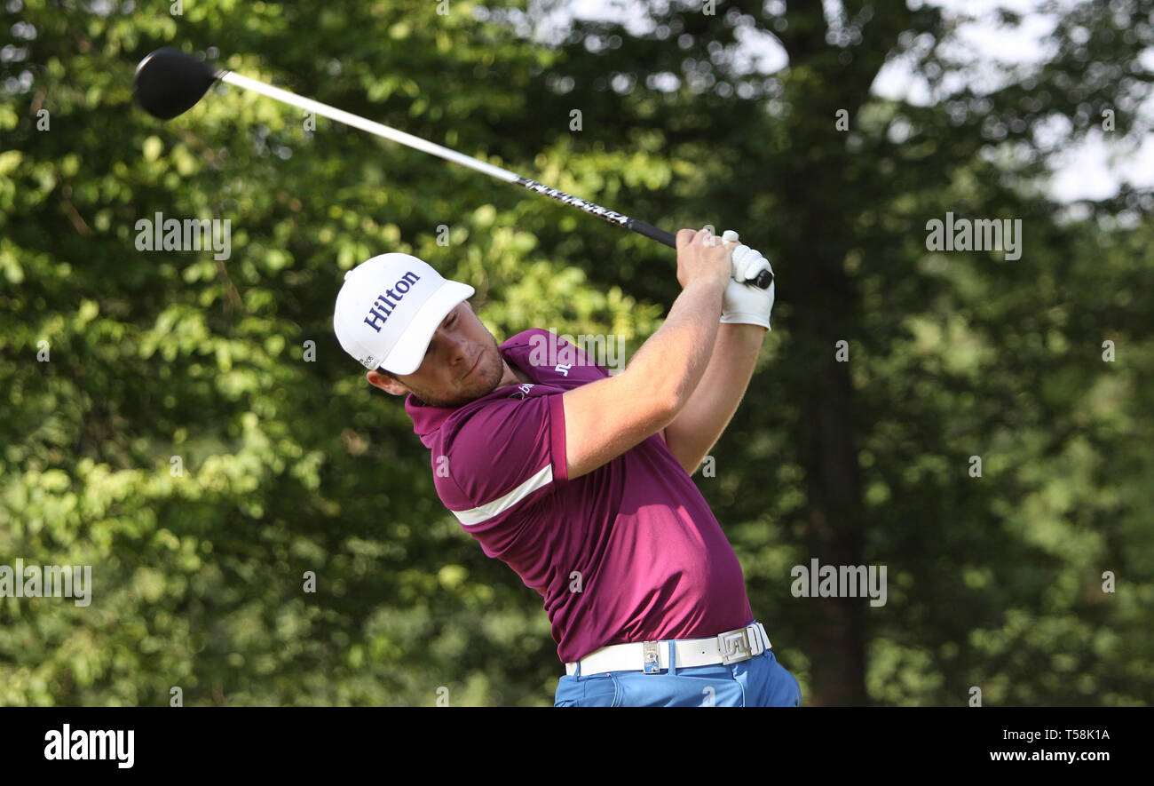 GUYANCOURT, Frankreich, Juli 03, 2015: Tyrrell Hatton (eng) Während der dritten Runde der French Open, europäischen Golftour, Juli 03, 2015 Am Golf Stockfoto