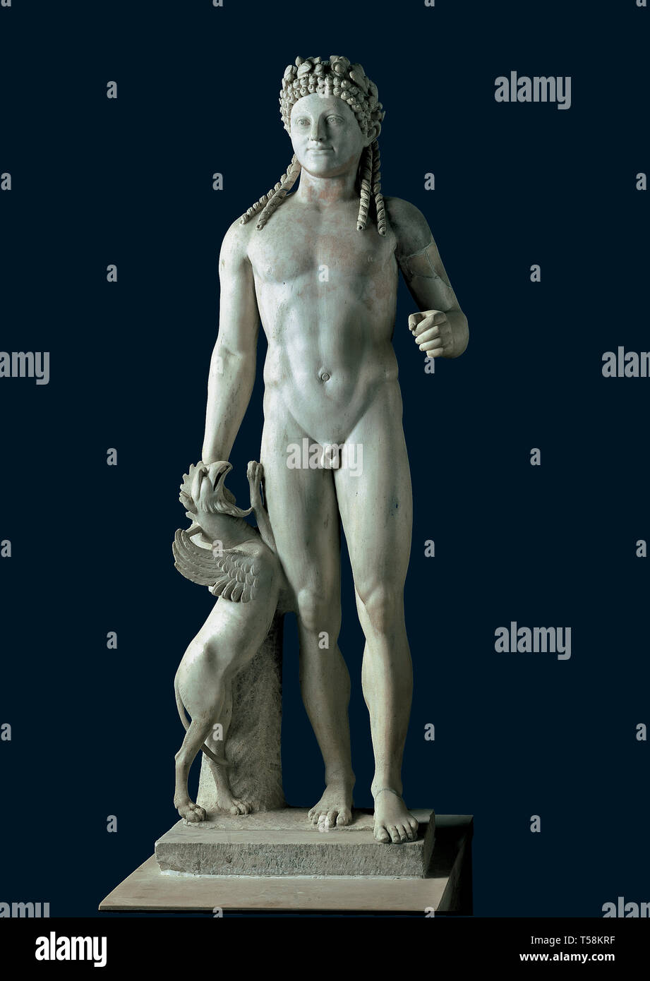 Italien Kampanien Pompeji, Apollo - Haus des Menander, säulengang Statue des Apollo, 1. Jahrhundert AD weißem Marmor Stockfoto