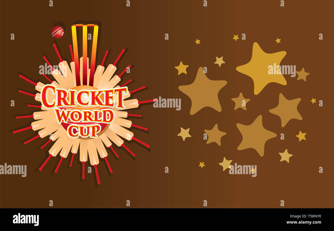 Kreative Kricketschläger, stumpf und Ball poster Design Stockfoto