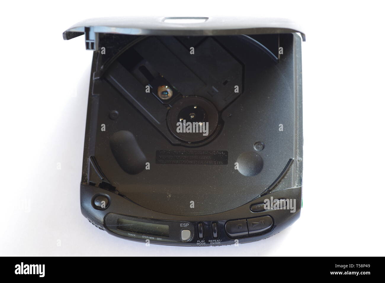 Sony Discman öffnen und mit und ohne CDs geschlossen, läuft und gestoppt Stockfoto