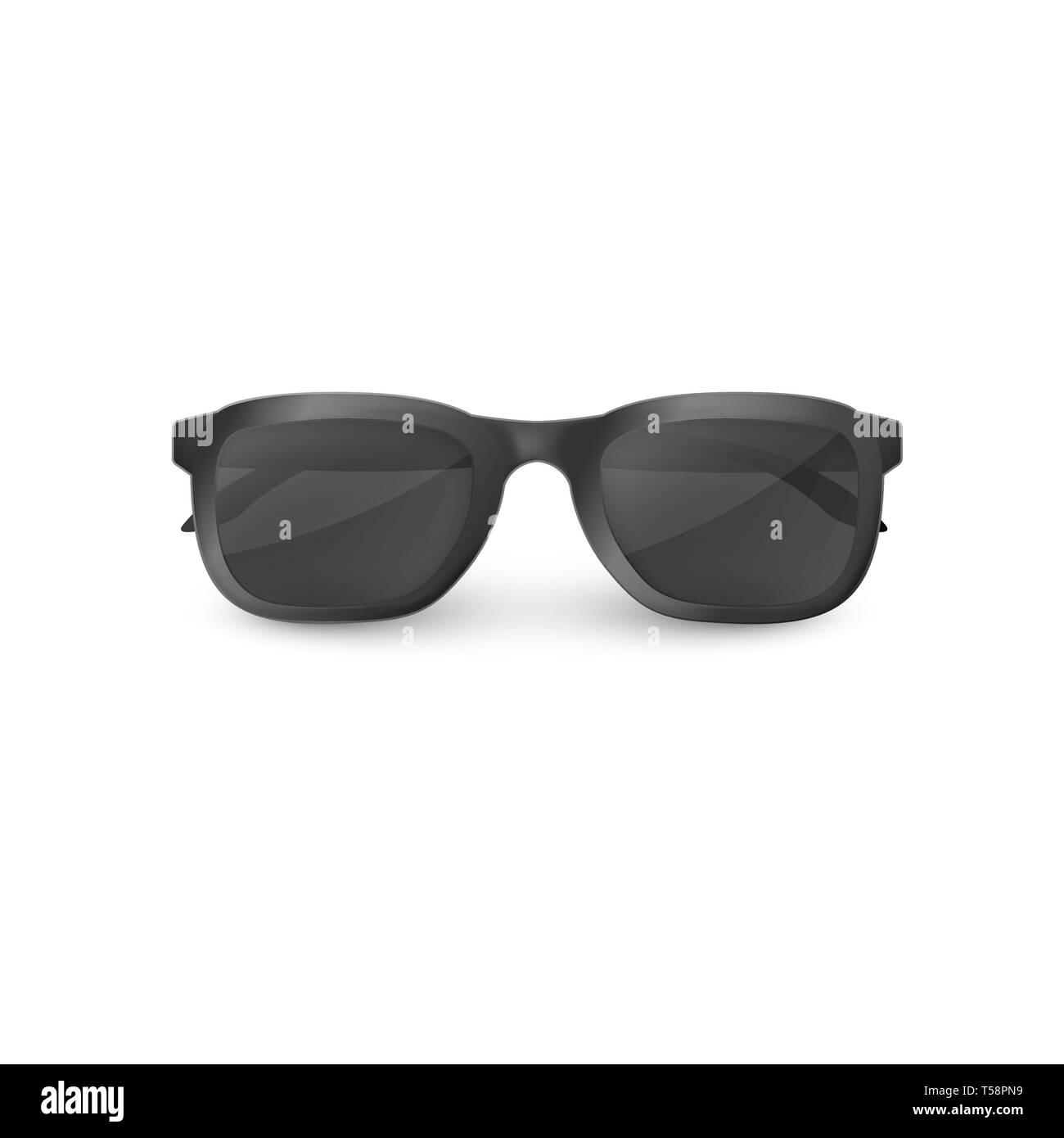 Elegante schwarze Sonnenbrille mit klaren Gläsern. Vector Illustration auf weißem Hintergrund Stock Vektor