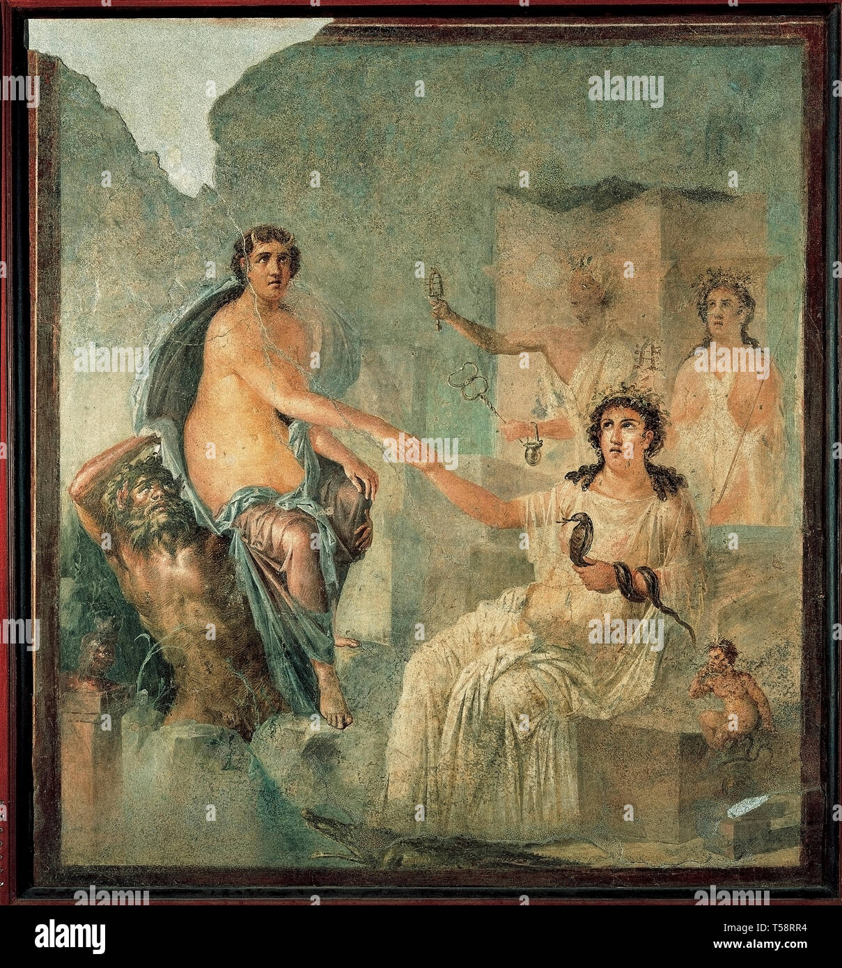 Italien Kampanien Pompeji - Ankunft der Io im Canopus Pompeji, der Tempel der Isis, südwand Ankunft von Io in Canopo bemaltem Gips, 1992 restauriert Stockfoto