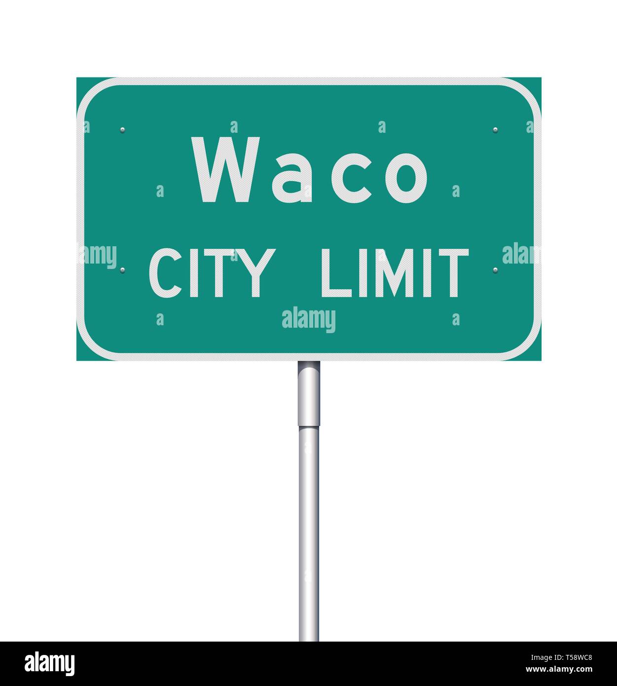 Vector Illustration der Waco Stadt Green Road Sign Stock Vektor