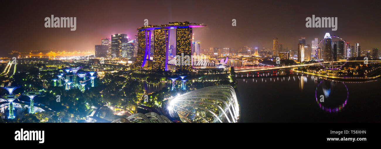 Antenne Nacht Blick auf Singapur Stockfoto