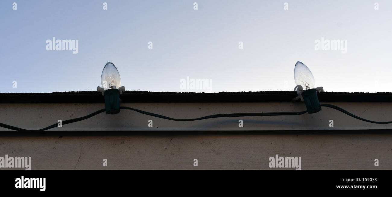 Charlie Brown christmas lights auf der Dachterrasse Stockfoto
