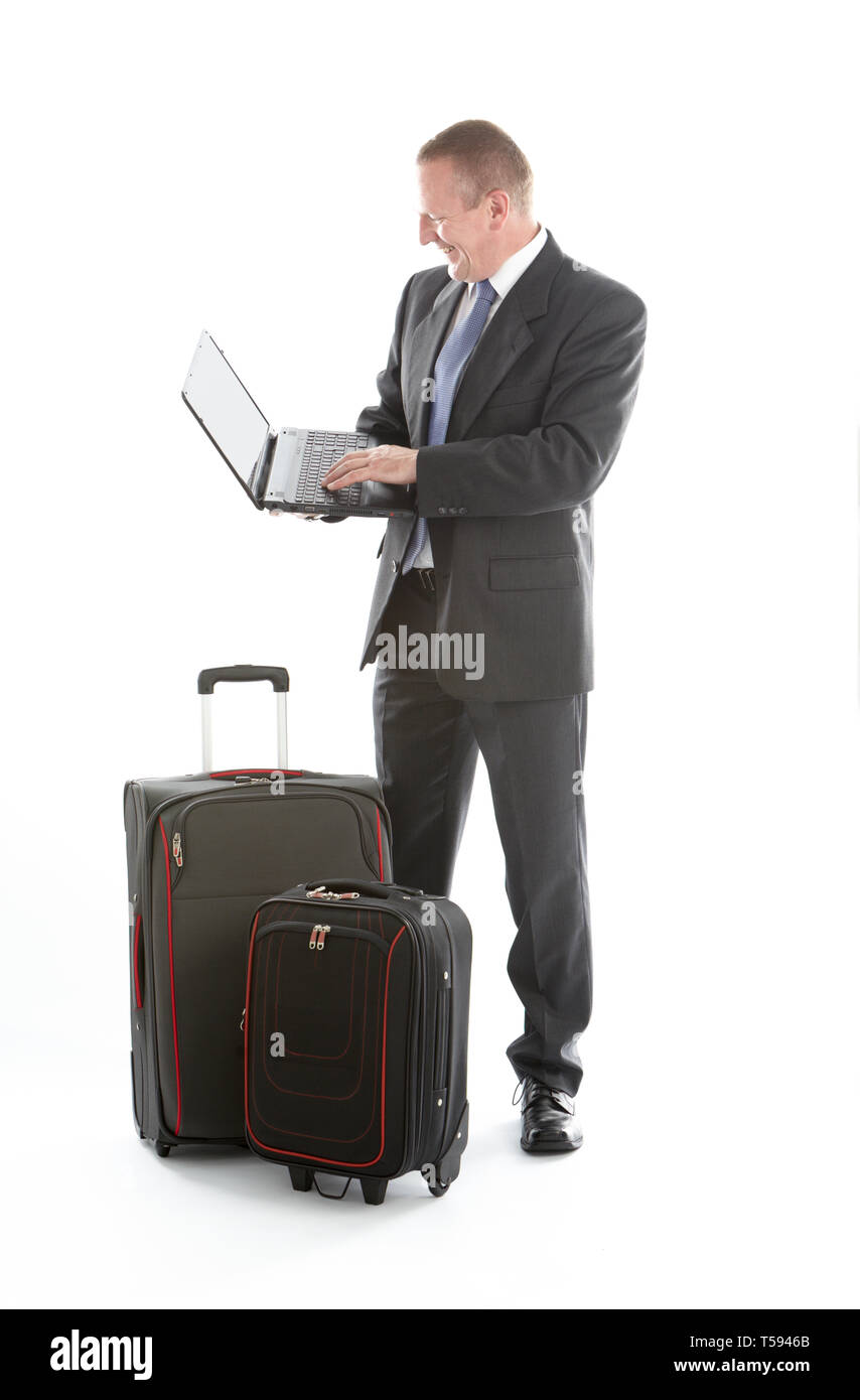 Besetzt Geschäftsmann mit Koffer. Stockfoto