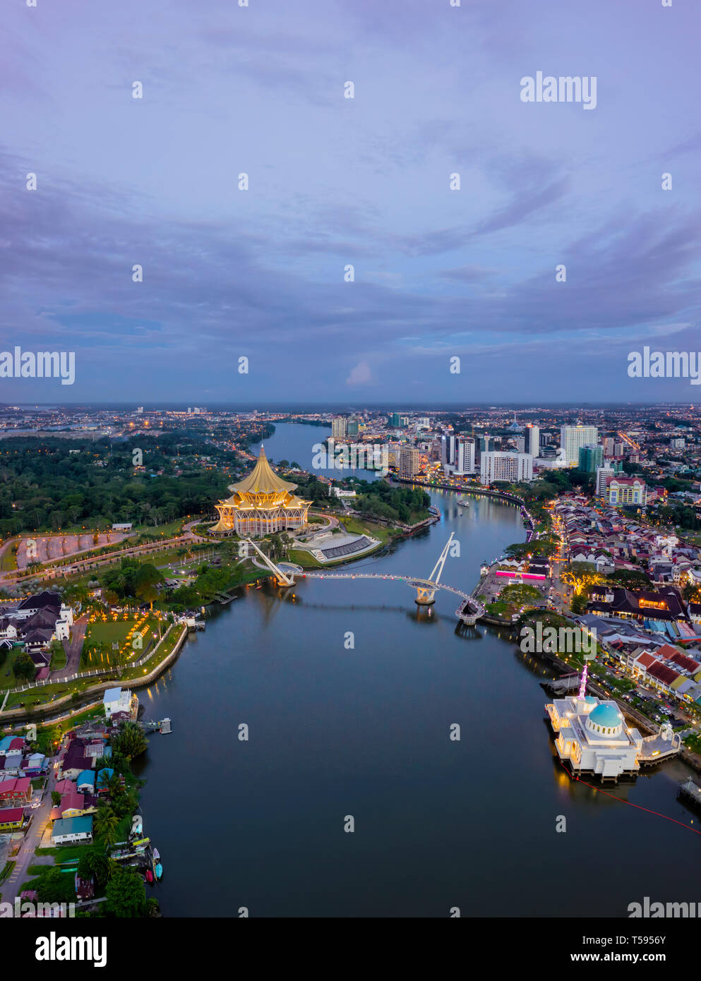 Luftaufnahme Kuching, Bornéo, Malaysia Stockfoto