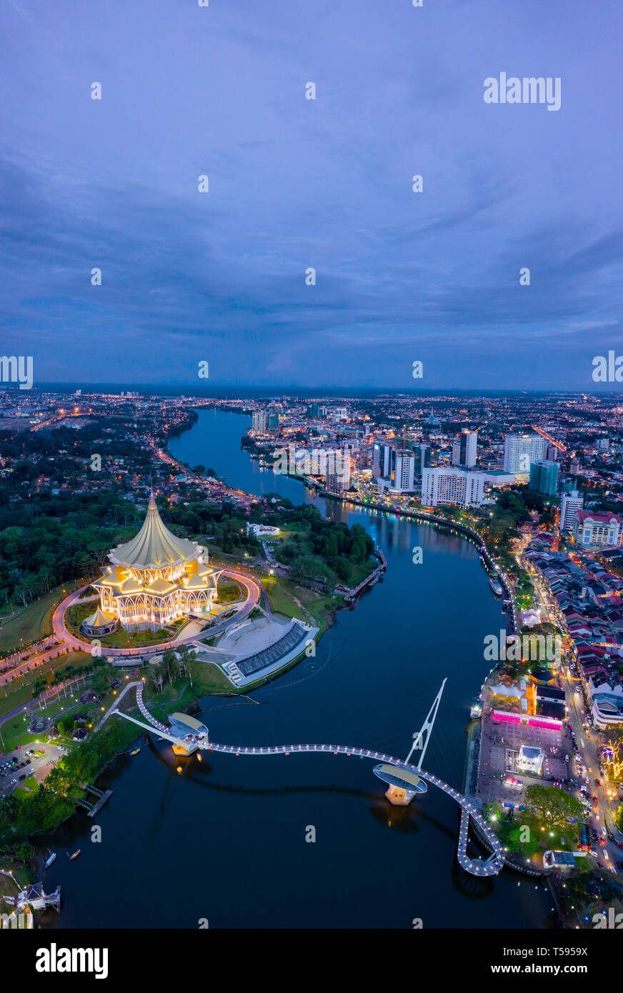 Luftaufnahme Kuching, Bornéo, Malaysia Stockfoto