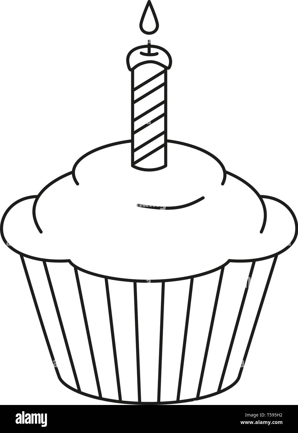 Line Art Schwarz Und Weiss Geburtstag Cupcake Stock Vektorgrafik Alamy