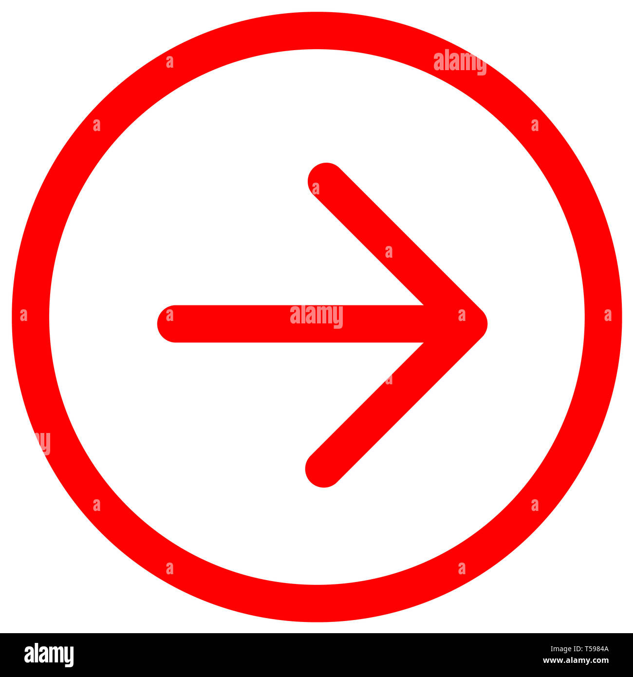 Rote Pfeil Nach Rechts Richtung Symbol Rote Pfeil Zeichen Symbol Flache Rechten Pfeil Symbol In Umlauf Einfache Rote Kreis Form Taste Auf Weiss Stockfotografie Alamy
