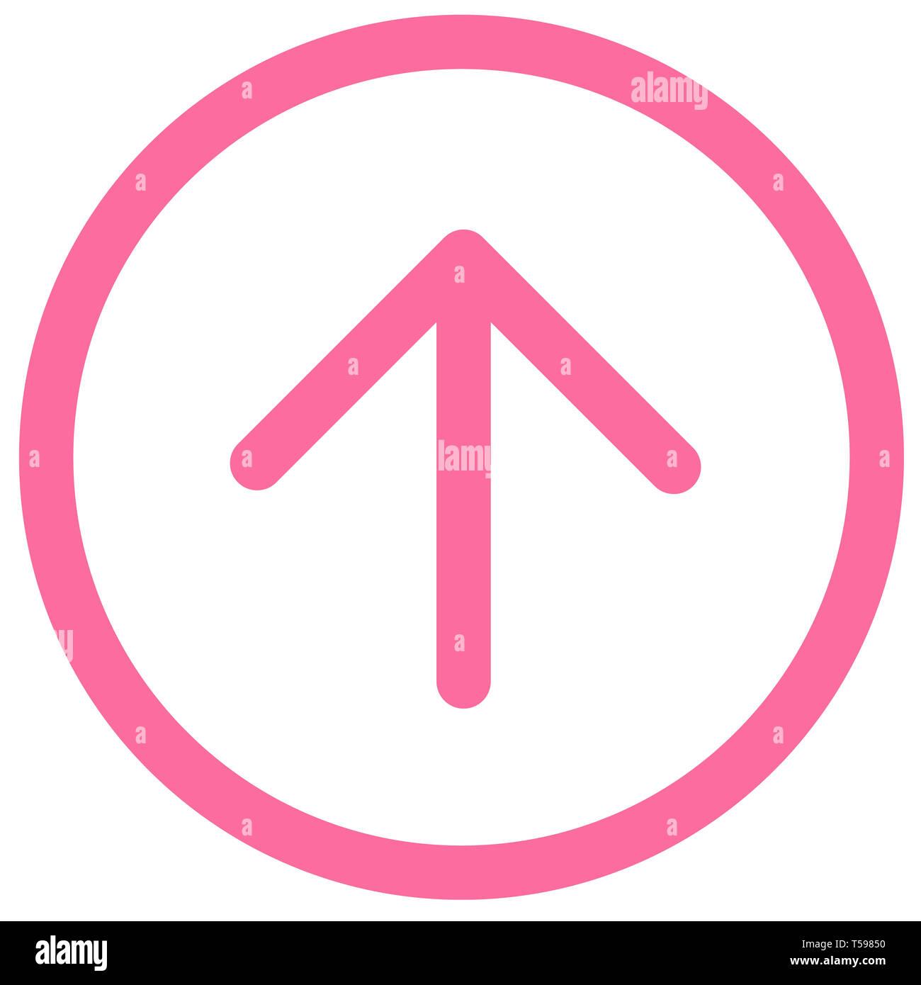 Rosa Pfeil, Richtung, Symbol. rosa Pfeil Zeichen Symbol. Flachbild bis Pfeilsymbol in Umlauf. Einfache rosa Kreis Form Taste auf weißen Bac Stockfoto