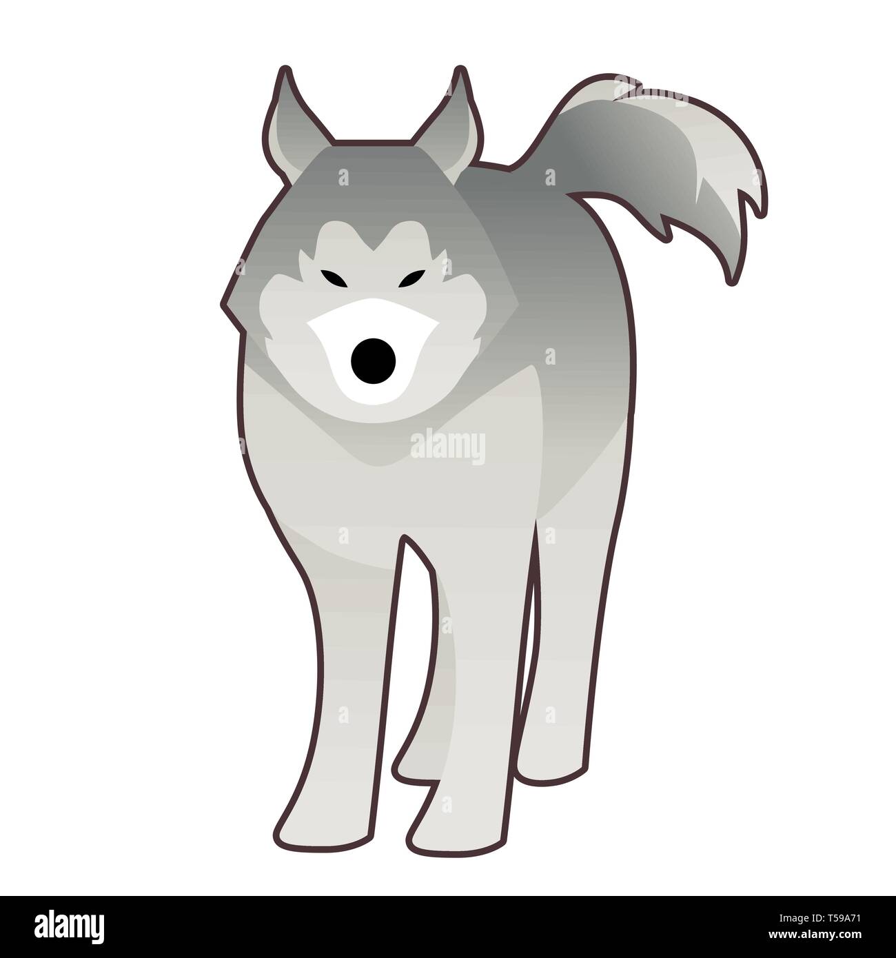 Husky Dog Sled von Polar race Cartoon-stil auf weißem Hintergrund Stock Vektor