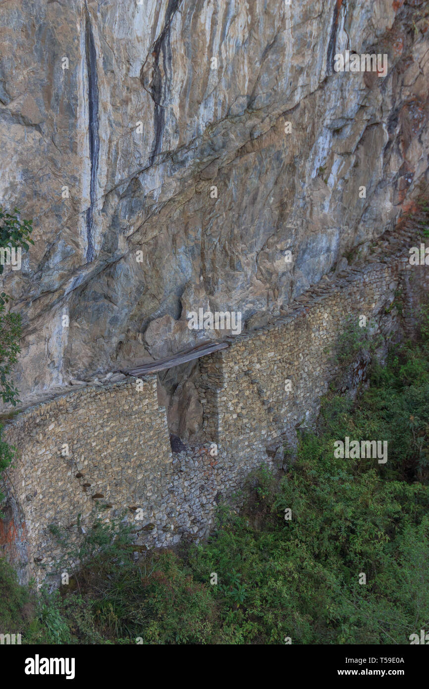 Bis auf die Struktur von Machu Picchu Ruinen schließen, Peru Stockfoto