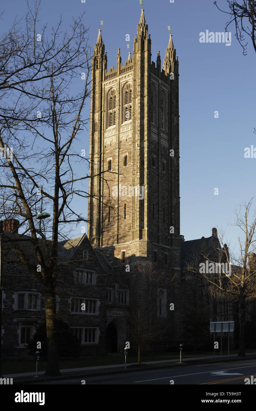 Princeton University Campus. Halter Rathaus und Turm von Rockefeller College. Stockfoto