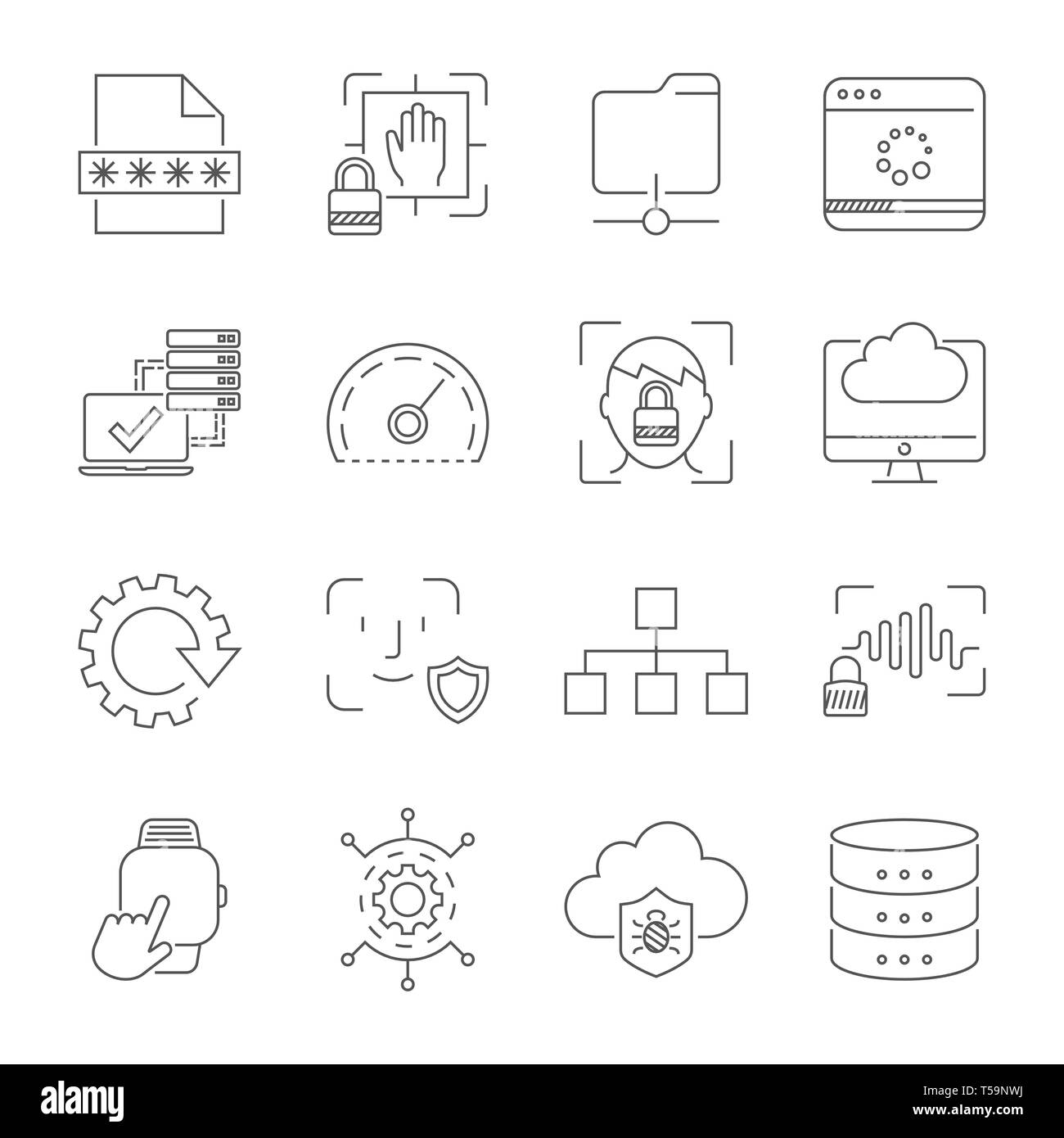 User Experience und Usability, digitale Technologien, Anwendungen und Schnittstellen Zeichen und Symbole. Editierbare Schlaganfall. EPS 10. Stock Vektor