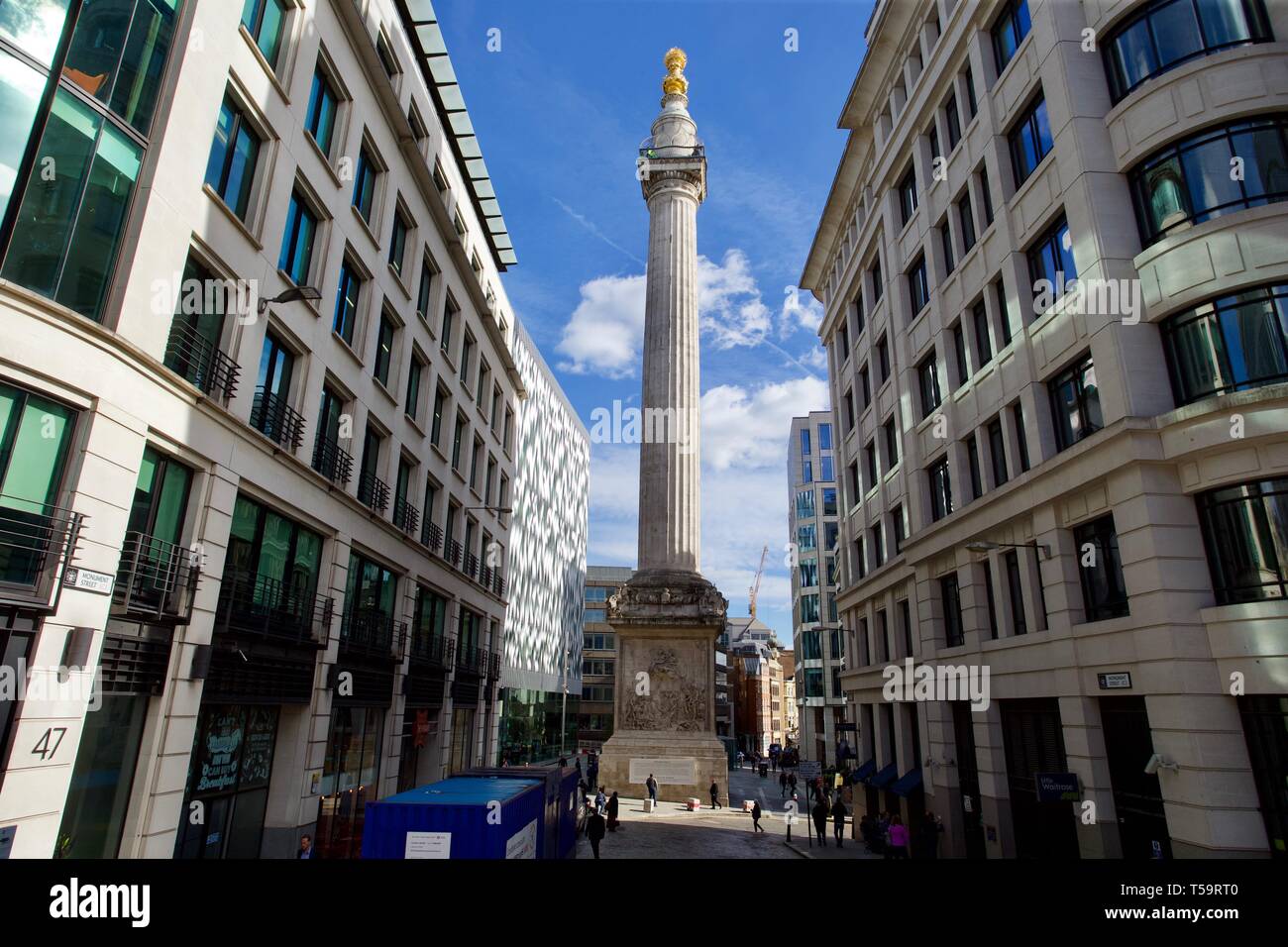 Denkmal für den großen Brand von London, England. Stockfoto