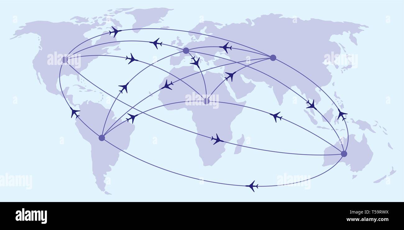 Intercontinental Passagierflüge-Vector Illustration Stock Vektor