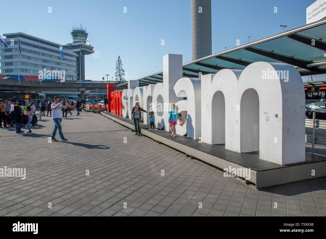 Ich Zeichen am Flughafen Schiphol in Amsterdam Die Niederlande 2019 Stockfoto