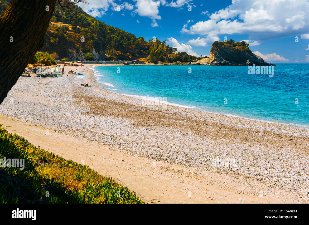 Schöne Potami Strand auf der Insel Samos in Griechenland Stockfoto