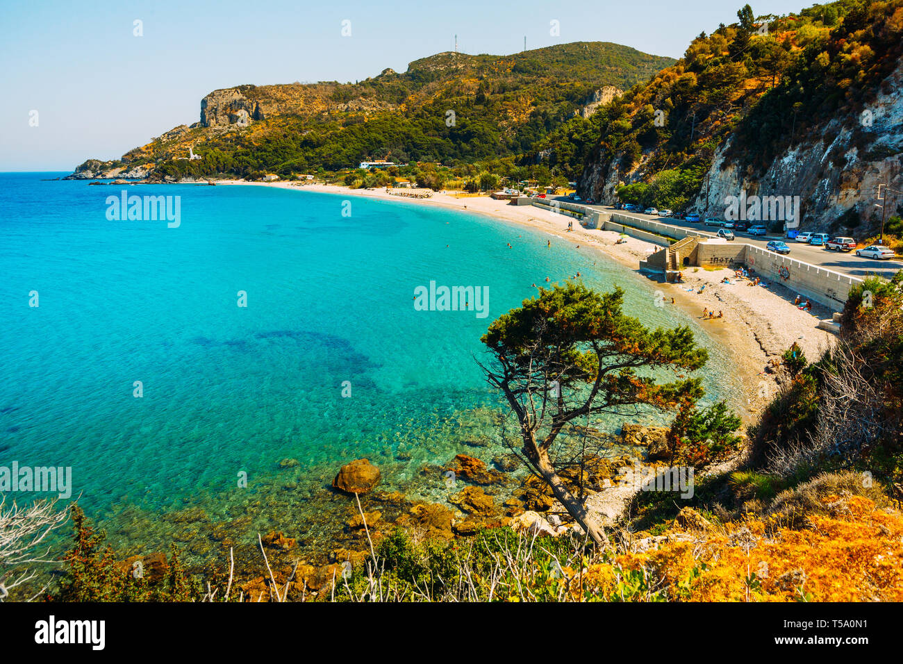Schöne Aussicht von Potami Strand auf der Insel Samos in Griechenland Stockfoto