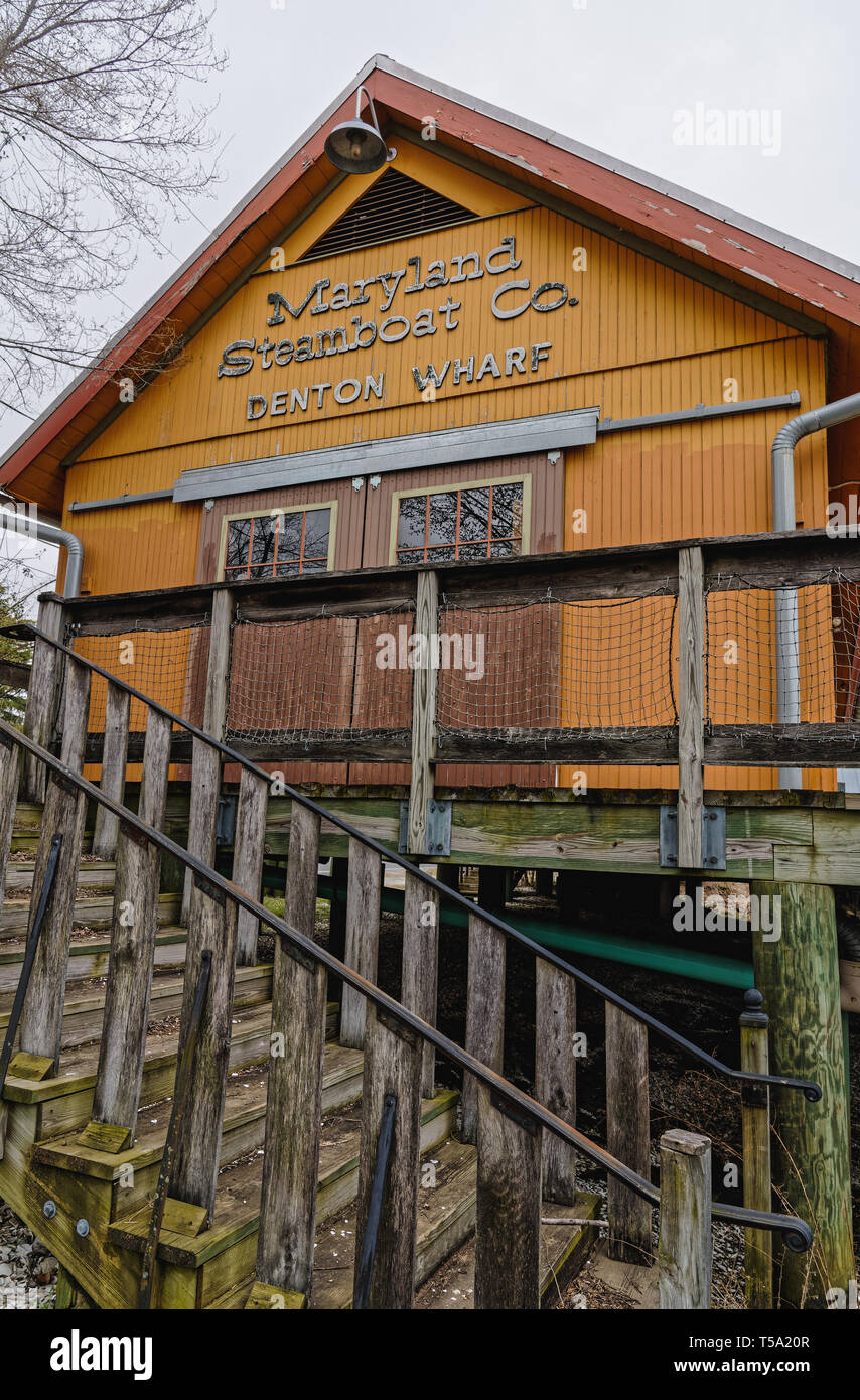 Denton, MD - April 5, 2019: Dies ist eine Replik des Gebäudes der Maryland Steamboat Company auf der Choptank River und ist eine Haltestelle entlang der Harriet Tubma Stockfoto