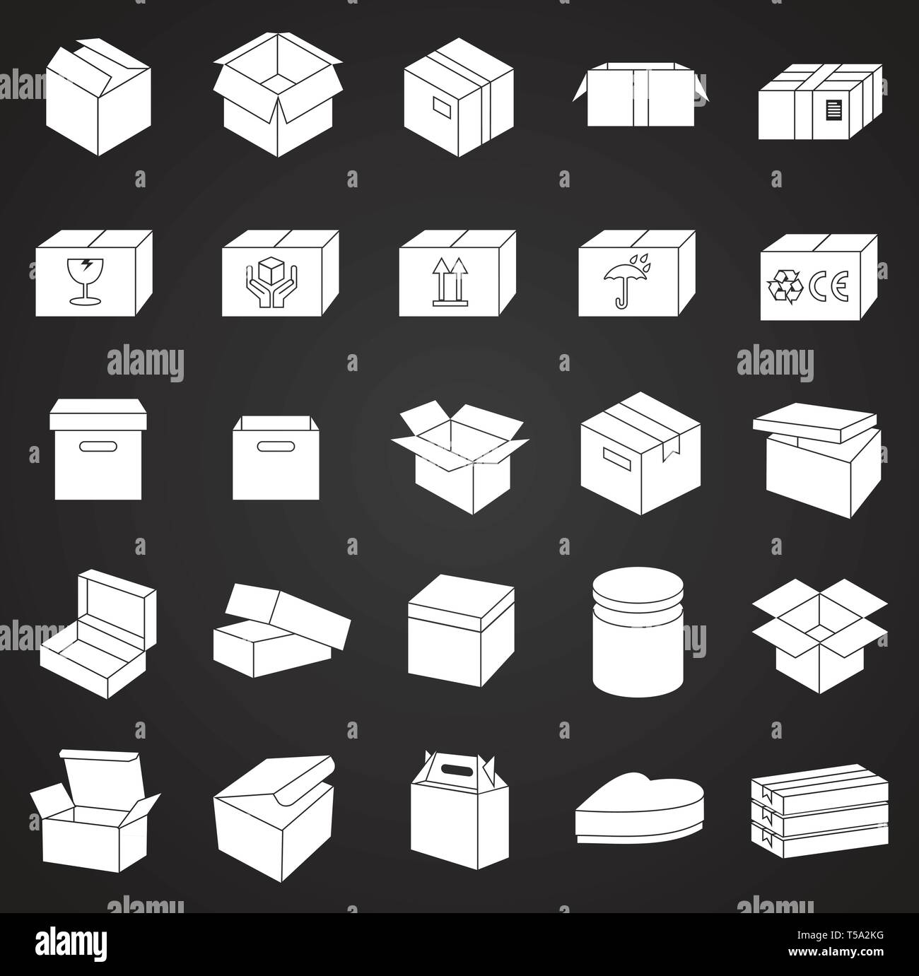 Boxen Symbole auf schwarzem Hintergrund für Grafik- und Webdesign. Einfachen Vektor unterzeichnen. Internet Konzept Symbol für Website Taste oder mobile App. Stock Vektor