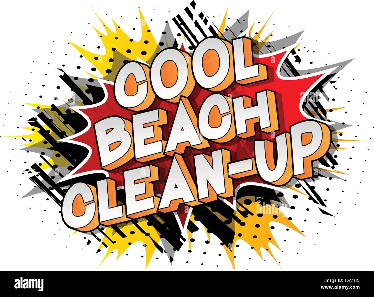 Cool Beach Clean-up-Vektor illustrierte Comic Stil Phrase auf abstrakten Hintergrund. Stock Vektor