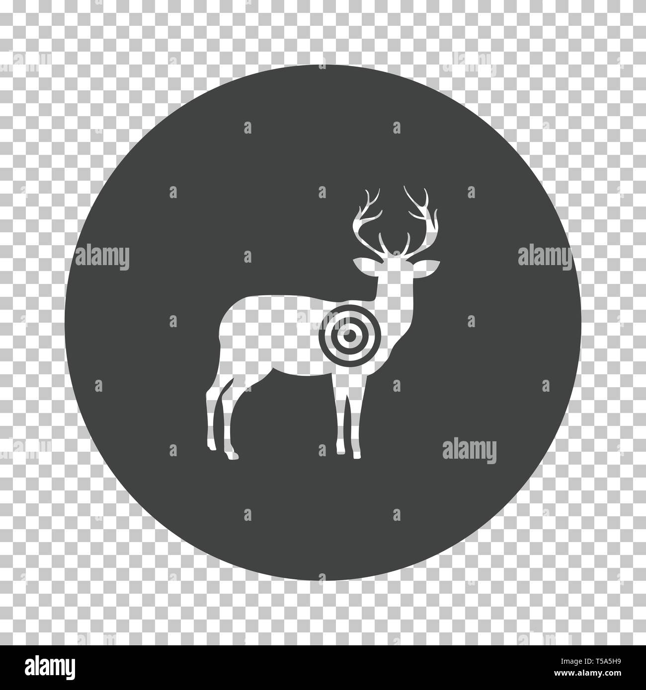 Rotwild Silhouette mit target-Symbol. Subtrahieren stencil Design auf Transparency Raster. Vector Illustration. Stock Vektor