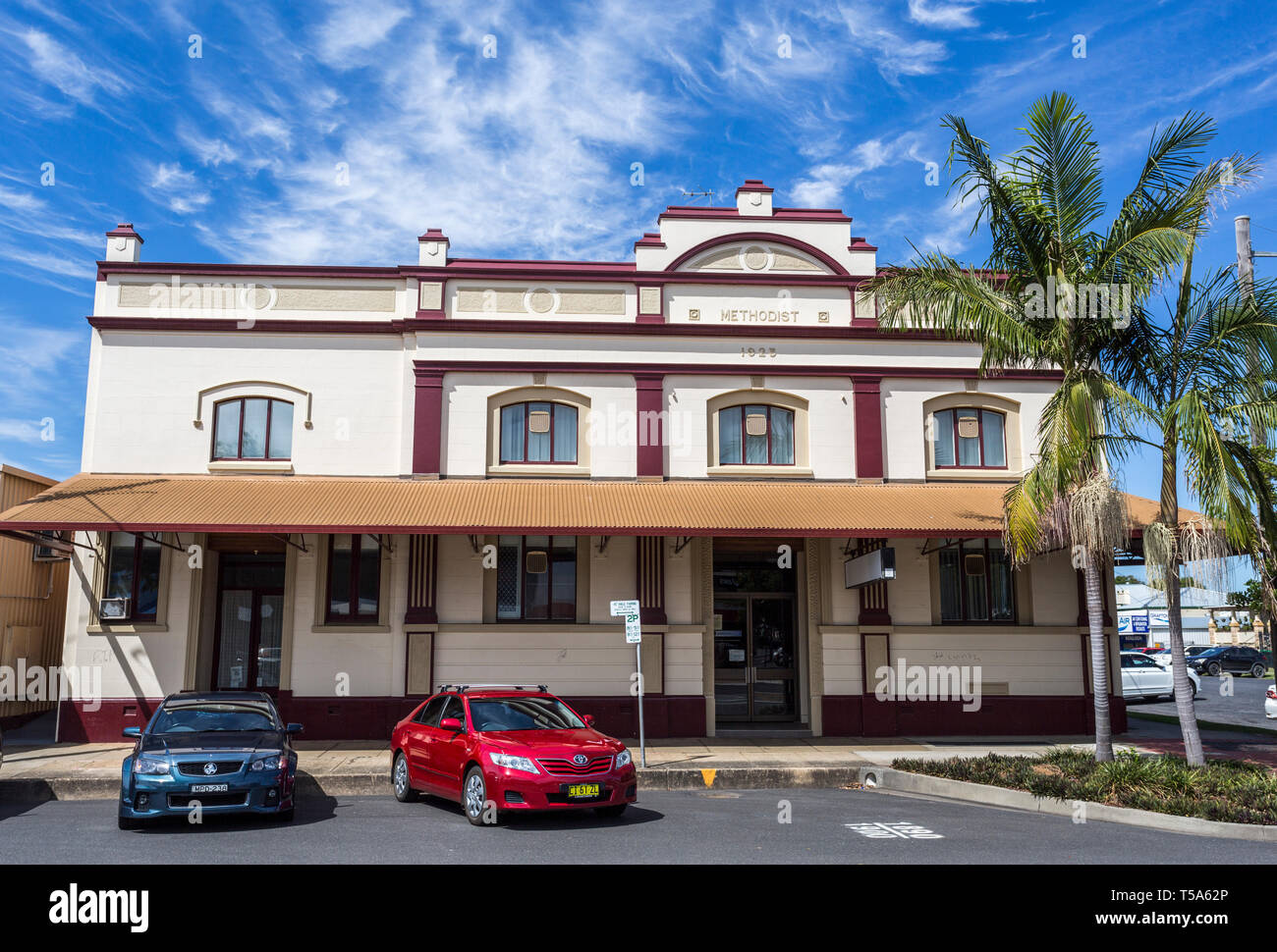 Fassade des denkmalgeschützten Gebäude der Methodistischen Kirche, 1923 erbaut an der Prince Street im Zentrum von Grafton, eine Stadt im Norden von New South Wales, Austra Stockfoto