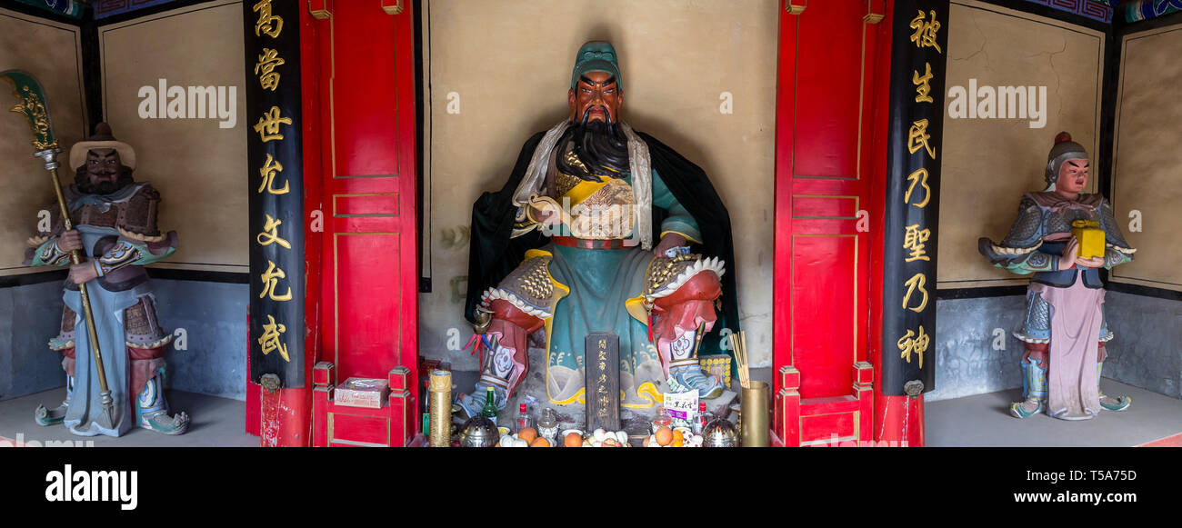 Mär 2014, Chuandixia, Hebei, China: Der Innenraum des Guandi Tempel, die wichtigste religiöse Stätte dieser alten Ming Dynastie Dorf nicht weit von B Stockfoto